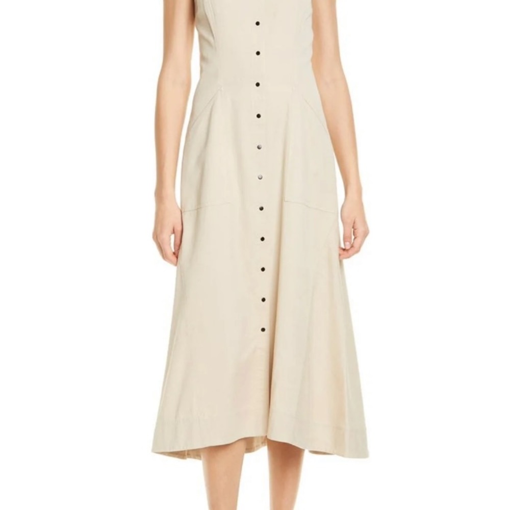 A.L.C Varelli Button-front Midi Dress In Khaki